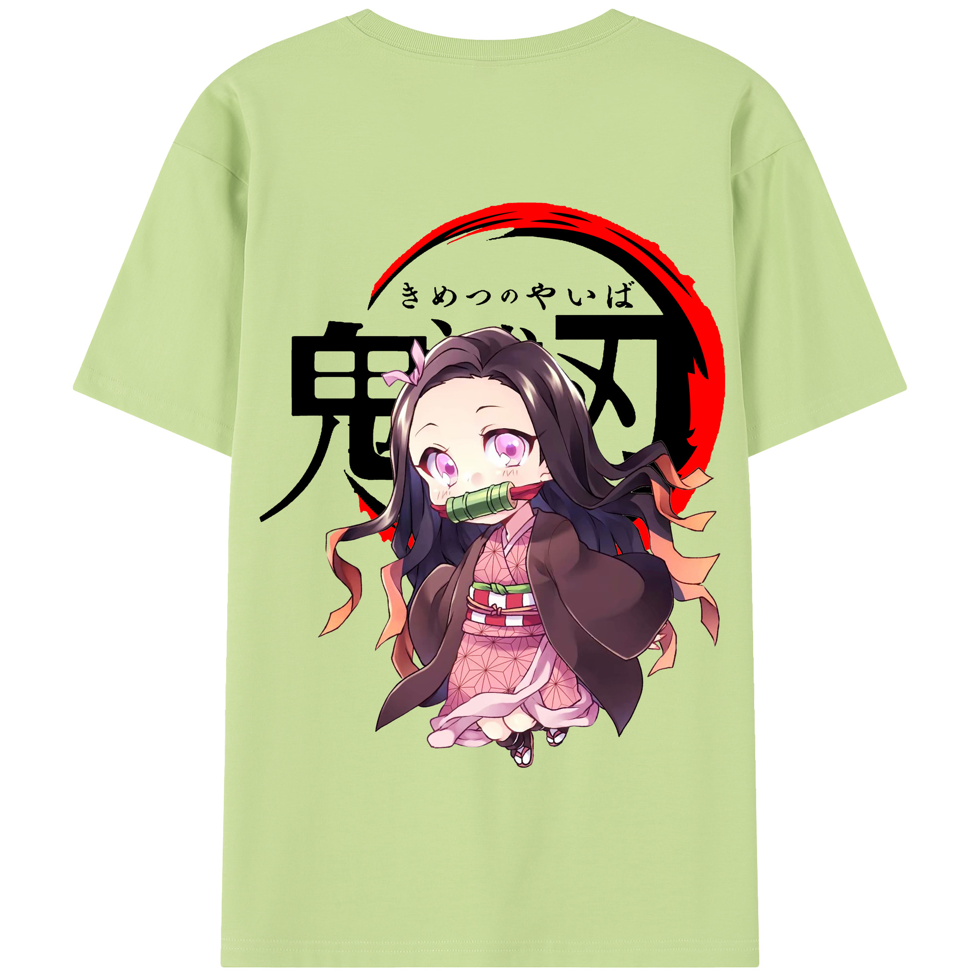 （画像用） 鬼滅の刃（きめつのやいば）竈門 禰󠄀豆子／かまど ねずこ Kamado Nezuko 綿100％半袖Tシャツ（背面プリント）